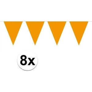 8 stuks Vlaggenlijnen/slingers XXL oranje 10 meter