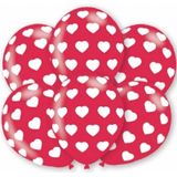 12x stuks party ballonnen met hartjes motief 27.5 cm - Valentijn en I love You feestartikelen