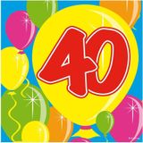 60x 40 jaar leeftijd themafeest servetten Balloons 25 x 25 cm papier - 40e verjaardag papieren wegwerp tafeldecoraties