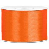 3x Hobby/decoratie oranje satijnen sierlinten 5 cm/50 mm x 25 meter - Cadeaulint satijnlint/ribbon - Oranje linten - Hobbymateriaal benodigdheden - Verpakkingsmaterialen