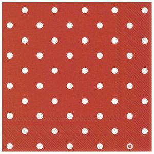 60x Polka Dot 3-laags servetten rood met witte stippen 33 x 33 cm