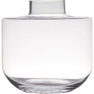 Transparante luxe grote stijlvolle vaas/vazen van glas 25 x 26 cm - Bloemen/boeketten vaas voor binnen gebruik