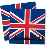 40x Groot Brittannie landen vlag thema servetten 33 x 33 cm - Papieren wegwerp servetjes - Engeland/Britse/Engelse/Union Jack/Verenigd Koninkrijk vlag feestartikelen - Landen decoratie