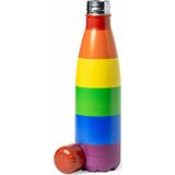 RVS waterfles/drinkfles/bidon/sportfles regenboog kleuren - met schroefdop - 790 ml