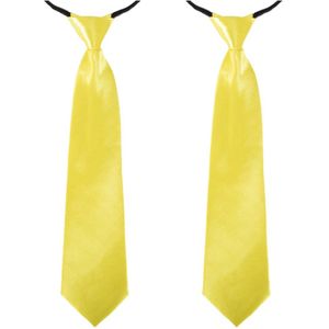 2x stuks gele carnaval verkleed stropdas 40 cm verkleedaccessoire voor dames/heren