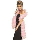 Boland Carnaval verkleed boa met veren - 2x - lichtroze - 180 cm - 80 gram - Glitter and Glamour