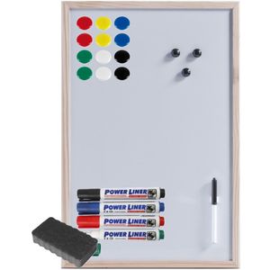 Zeller Magnetisch whiteboard/memobord - 40 x 60 cm - met Power Liner stiften - 15x magneten - en een wisser