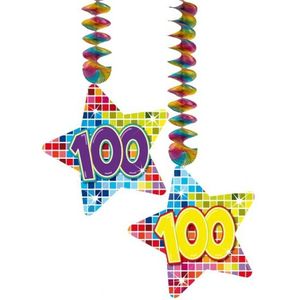 Hangdecoratie - sterren - 100 jaar - set van 2x stuks