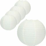 Pakket van 8x stuks luxe bol lampionnen gebroken wit 25 cm - Party lampionnen - Bruiloft feestartikelen