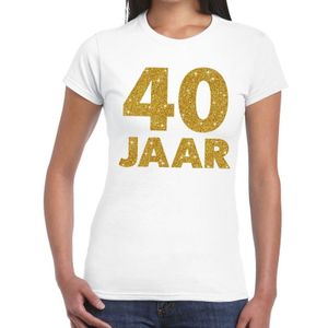 40 jaar goud glitter verjaardag t-shirt wit dames - verjaardag / jubileum shirts