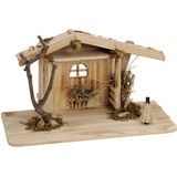 G. Wurm lege kerststal - zonder figuren - L19 x B41 x H22 cm - hout/mos