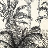 Atmosphera Poef/krukje/hocker Palmtrees - 2x - Opvouwbare zit opslag box - creme wit/zwart - D39 x H39 cm - MDF/polyester
