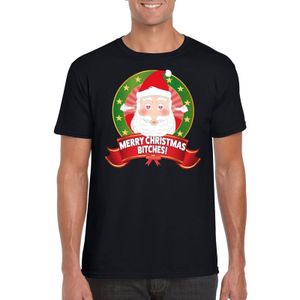 Foute Kerst t-shirt merry christmas bitches voor heren - Kerst shirts