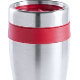 Warmhoudbeker/thermos isoleer koffiebeker/mok - 2x - RVS - zilver/rood - 450 ml - Reisbeker