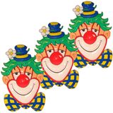 3x Clown wanddecoratie 70 cm - feestversiering/feestdecoratie