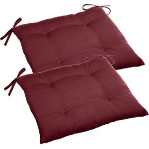 Set van 6x stuks stoelkussens voor binnen en buiten/tuin stoelen in de kleur  bordeaux rood 40 x 40 x 4 cm - Water en UV bestendig