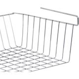 MSV Kastmandje - 3x - opberg/hang mandjes - rvs - zilver - 38 x 26 x 14 cm - draadmand