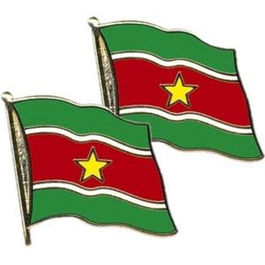 2x stuks pin speldje Vlag Suriname 20 mm - Verkleed feestartikelen