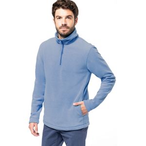 Kariban Fleece trui - sky blauw - halve ritskraag - warme winter sweater - heren - polyester