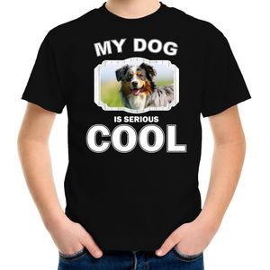 Australische herder honden t-shirt my dog is serious cool zwart - kinderen - Australische herders liefhebber cadeau shirt - kinderkleding / kleding
