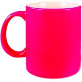 1x neon roze koffie/ thee mokken 330 ml - geschikt voor sublimatie drukken - Fluor roze onbedrukte cadeau koffiemok/ theemok