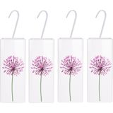 4x Witte radiator waterverdampers/luchtbevochtigers botanische bloemen print allium / sierui 21 cm - Waterverdampers voor de verwarming