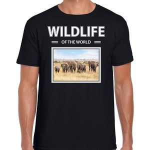 Dieren foto t-shirt Olifant - zwart - heren - wildlife of the world - cadeau shirt Olifanten liefhebber