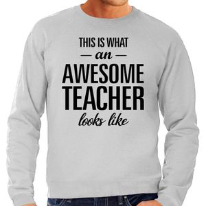 This is what an awesome teacher looks like cadeau sweater grijs - heren - beroepen / cadeau trui