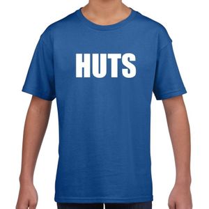 HUTS tekst t-shirt blauw kids -  feest shirt HUTS voor kids