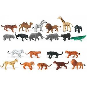 Set van 21x Kunststof Speelgoed Figuren Dieren Safari Dieren - 4 Tot 7 cm - Speelset