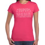 Glitter Super Mama t-shirt roze met steentjes/ rhinestones voor dames - Moederdag cadeaus - Glitter kleding/ foute party outfit