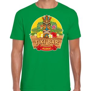 Hawaii feest t-shirt / shirt tiki bar Aloha voor heren - groen - Hawaiiaanse party outfit / kleding/ verkleedkleding/ carnaval shirt