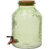Decoris Drankdispenser/limonadetap met kraantje - glas - 8,5L - lichtgroen