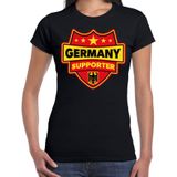 Germany supporter schild t-shirt zwart voor dames - Duitsland landen t-shirt / kleding - EK / WK / Olympische spelen outfit