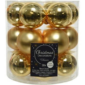 18x stuks kleine kerstballen goud van glas 4 cm - mat/glans - Kerstboomversiering