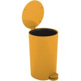 MSV Prullenbak/pedaalemmer - 2x - kunststof - saffraan geel - 3L - klein model - 15 x 27 cm - Badkamer/toilet