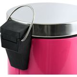 MSV Prullenbak/pedaalemmer - metaal - fuchsia roze - 3 liter - 17 x 25 cm - Badkamer/toilet