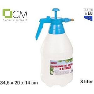 CM Plantenspuit met hoge druk sproeier/vernevelaar - kunststof - 3 liter - blauw/wit - 34 cm - binnen/buiten