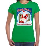 Fout Kerstshirt / t-shirt  - Merry shitmas who stole the toiletpaper - groen voor dames - kerstkleding / kerst outfit