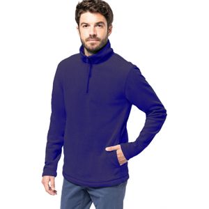 Kariban Fleece trui - indigo blauw - halve ritskraag - warme winter sweater - heren - polyester