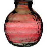 Natural Living Bloemenvaas Lourdes - roze transparant - gerecycled glas - D25 x H30 cm - Ronde bol vorm vazen