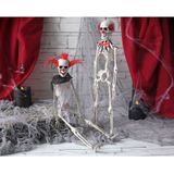 Set van 2x horrorclowns skelet hangdecoratie poppen 40 cm - Halloween versiering hangende poppen