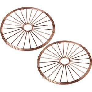 Set van 2x stuks ronde pannen onderzetters van metaal koper/rose 20 cm - Onderzetters voor ovenschalen en kookpannen