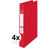 4x Ringband mappen/ordners 2 gaats A4 rood - Documenten/papieren opbergen/bewaren - Kantoorartikelen