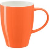 Bellatio Design Koffie mokken/bekers Paris - 4x - porselein - met oor - oranje - 350 ml