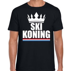 Zwart Ski koning apres ski shirt met kroon heren - Sport / hobby kleding
