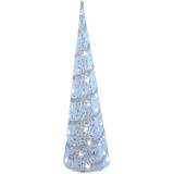 Gerimport Kerstverlichting - LED kegel/piramide kerstboom lamp - wit - rotan/kunststof - H39 cm