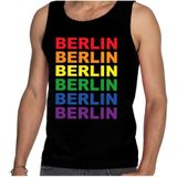Regenboog Berlin gay pride / parade zwarte tanktop voor heren - LHBT evenement tanktops kleding