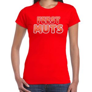 Bellatio Decorations verkleed t-shirt voor dames - Feest muts - rood - carnaval
