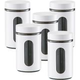10x Witte voorraadblikken/potten met venster 900 ml - Keukenbenodigdheden - Bewaarpotten/voorraadpotten - Voedsel bewaren